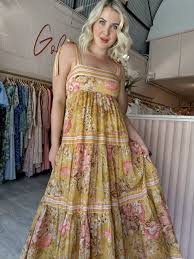 Zimmermann - Pattie Tie Shoulder Dress Mustard Floral (Size 3) – Goldie's -  Designer Dress Hire