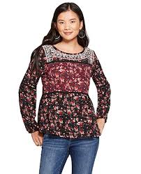 knox rose womens floral print long sleeve embroidered