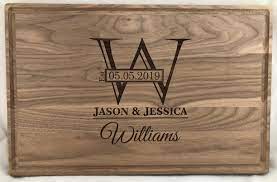 Laser engraved bamboo cutting board. Large Walnut Cutting Board With Monogram Raleigh Laser Engraving Gifts Yeti Cutting Boards