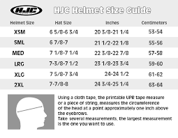 Hjc Full Face Helmet Size Chart Best Picture Of Chart