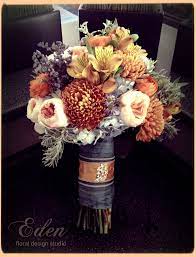 Fall Wedding Flowers Blue And Orange Bridal Bouquet Something Different For Fall By Carrie Bu Orange Wedding Flowers Wedding Flowers February Wedding Flowers