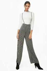 Black And White Striped Pants Forever 21 Striped Suspender Pants Forever 21 Suspender Pants Professional Outfits Metallic Pants