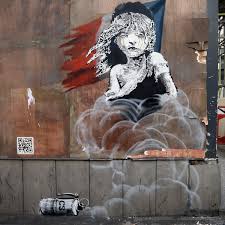 #banksy one of the most amazing street artist i love this concept,well it tells the meaning of art itself and its escape properties. Banksy S Refugee Piece Shows Us How To Protest And Grieve Street Art The Guardian
