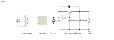 The circuit is based on a popular ic ne555. Capacitance Multiplier Power Supply Filter