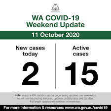 Covid live data is collected from media releases and verified against state and federal health departments. Mark Mcgowan This Is Our Wa Covid 19 Weekend Update For Sunday 11 October 2020 The Two New Cases One Female And One Male Are In Hotel Quarantine And Are Related To