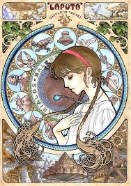 twitter takumitoxin ラピュタのシータ アルフォンス ミュシャ風に描いてみた ht アート デザイン イラスト 美術工芸品 ジブリ