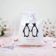 Personalised Penguin Pair Wedding Favour Bag Wedding Favor Bags Favor Bags Penguin Wedding
