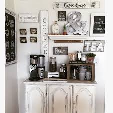 Coffee Bar Made From An Old China Cabinet Bottom With All Handmade Signs Handmade Furniture Http Amzn To Coffee Bar Home Diy Coffee Bar Coffee Bar Design