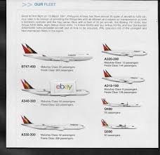 Philippine Airlines Fleet Chart 2009 747 400 A340 300 A330 A320 A319 Q400 Q300 Ebay