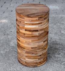 When picking this item up from our store some minor assembly. Sliced Wood Round Side Table Vivaterra