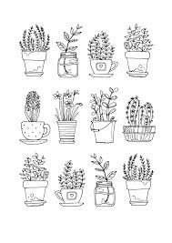 Bujo Flower Pot Plant Doodle Plant Drawing Flower Drawing