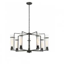 Nuvo 60w Donzi Chandelier Light Fixture Clear Seeded Glass Candelabra Base Iron Black Nuvo 60 6387 Homelectrical Com