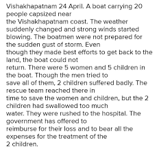 Write A Newspaper Report Within 100 120 Words On A Boatcapsize You May Use The Following Points Brainly In