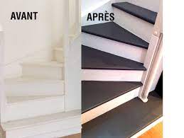 Conseils et étapes à suivre. Renovation D Un Escalier Avec Resinence Color Coloris Blanc Et Gris Ardoise Resinence Repeindreesca Repeindre Escalier Peinture Escalier Escalier Relooking