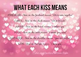 What Each Kiss Means Kiss Meaning Meant To Be Quotes Love Friendship Quotes