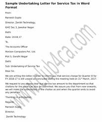 I accept the payment of $xx per. Undertaking Letter For Service Tax Sample In Word Format