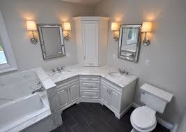They will be patched when the painting is done. Custom Master Bathroom With Double Corner Vanity Tower Cabinet Wall Sconces Toilet And Corner Bathroom Vanity Beautiful Bathroom Cabinets Stylish Bathroom