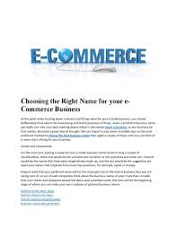 Choosing The Right Name For Your E Commerce Business E Commerce Business Business Blog Names