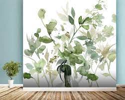 Garden Sage Wallpaper Mural Wallsauce Uk In 2021 Mural Botanical Wallpaper Wall Murals Painted