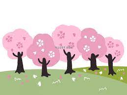 桜満開の桜並木：イラスト無料