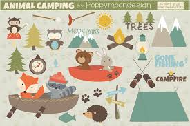 Animal Camping Graphic By Poppymoondesign Creative Fabrica Camping Clipart Nature Color Palette Animal Illustration