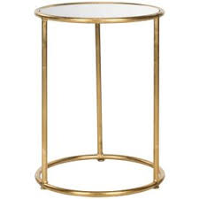 Safavieh Shay Gold Mirror Top Glass Round End Table Lowes Com Gold Accent Table Glass Top Accent Table Mirrored Accent Table