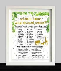 What S Your Wild Animal Name Wild One Party Sign Etsy Animal Party Animal Party Games Safari Party