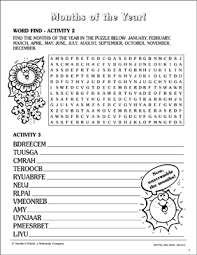 months of the year word search printable games and puzzles skills sheets