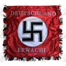 »führer und fahnen rücken vom denkmale links um die sa herum auf die rasenterrassen. Hand Embroidered Flag Deutschland Erwache Banner War Militaria