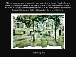 Joiners are a method of taking several photographs of the individual parts of a subject and piecing the images together to create a new interpretation of the subject. David Hockney