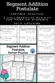 Segment Addition Postulate Partner Practice Teaching Procedures Math Lesson Plans Segmentation