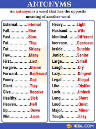 Opposites 300 Antonyms List From A Z With Examples 7 E S L English Antonyms Learn English Vocabulary English Vocab