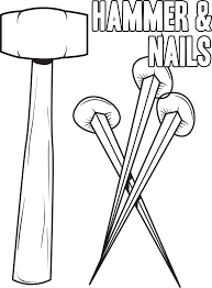 Print hammer coloring page (color). Printable Hammer And Nails Crucifixion Coloring Page For Kids Supplyme