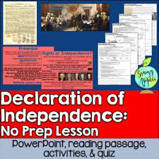 Declaration Of Independence No Prep Lesson Powerpoint Reading Passage Activities Declaration Of Independence Revolutionary War Activities Digital Learning