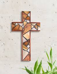 Rustic Wooden Cross Wall Decor Stained Glass Mosaic Cross Etsy Cross Wall Decor Stained Glass Cross Mosaic Wall