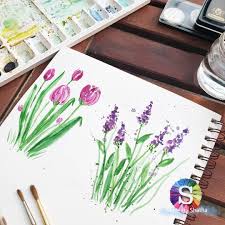 مساء الكسل ورود اللافندر من البث المباشر السابق ومعها كم حبة توليب للعلم ما ادري متى اخر مرة رسمت رسم حر Art Drawings Beautiful Pictures