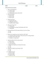 Walt Whitman Biography Walt Whitman Poem Work Sheet Whitman Poems Walt Whitman Poems Walt Whitman