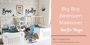 Using green paint, relax.it's lees® carpet from carpet one, and this boys bedroom makeover is brought to you by carpet one. Big Boy Bedroom Makeover Beach Surfer Themed Oh Happy Play