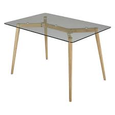 Oak And Glass Dining Table L 120 Mirage Maisons Du Monde Glass Dining Table Table Dining Room Contemporary