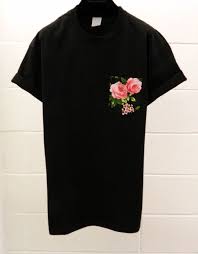 Black And Pink T Shirt Mens Men S Black And Pink Roses Floral Pattern Black Pocket T Shirt Men S T Shirt Pocket Tee Unisex Menswear Uk Roupas
