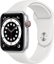 Apple Watch Series 6 Gps Cellular 44mm Silver Aluminum Case With White Sport Band Silver M07f3ll A Best Buy