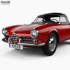 3d Model Of Alfa Romeo Giulietta Spider With Hq Interior 1955 Alfa Romeo Giulietta Spider Alfa Romeo Giulietta Alfa Romeo