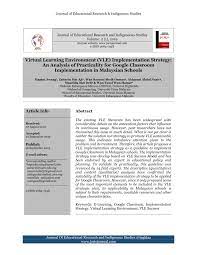 8 downloads 76 views 214kb size. Pdf Virtual Learning Environment Vle Implementation Strategy An Analysis Of Practicality For Google Classroom Implementation In Malaysian Schools