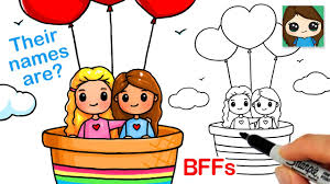 Download or print kawaii coloring pages for your children let your kid spend time with advantage and please you with the art. How To Draw Best Friends Hot Air Heart Balloon Youtube