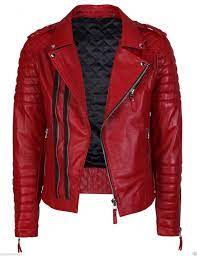 Slim Fit Red Quilted Leather Jacket Red Jacket Leather Fitted Biker Jacket Jackets Men Fashion