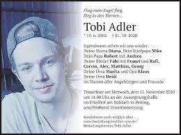 Traueranzeigen von Tobi Adler