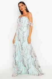 Floral Off The Shoulder Maxi Dress Boohoo Australia In 2020 Maxi Bridesmaid Dresses Maxi Dress Green Maxi Dress