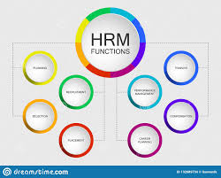 hrm functions slide template with circle diagram stock