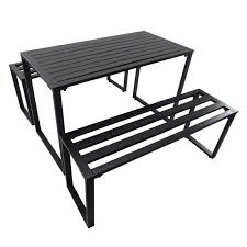 This is the unboxing and setup of this new. Outsunny Outdoor 3 Pcs Metal Picnic Table And 2 Benches Set Dining Trestle Beer Table Patio Garden Furniture Black Buy Online In Aruba At Aruba Desertcart Com Productid 115593040