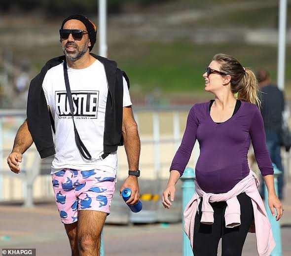 Ex-AFL star Adam Goodes steps out with heavily pregnant wife Natalie Croker  | Daily Mail Online